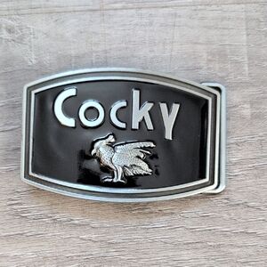 Cocky Metal Belt Buckle - Black and Silver